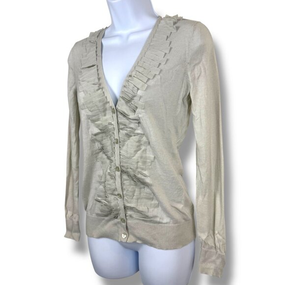 Ann Taylor Sweater Womens Small Petite Gray Old Money Cardigan Coquette Feminine - Picture 3 of 5